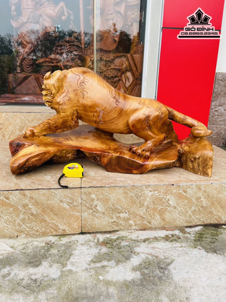 Tượng Hổ Gỗ Hương Ta Liền Khối Cao 39 Ngang 86 Sâu 35 (cm) 2