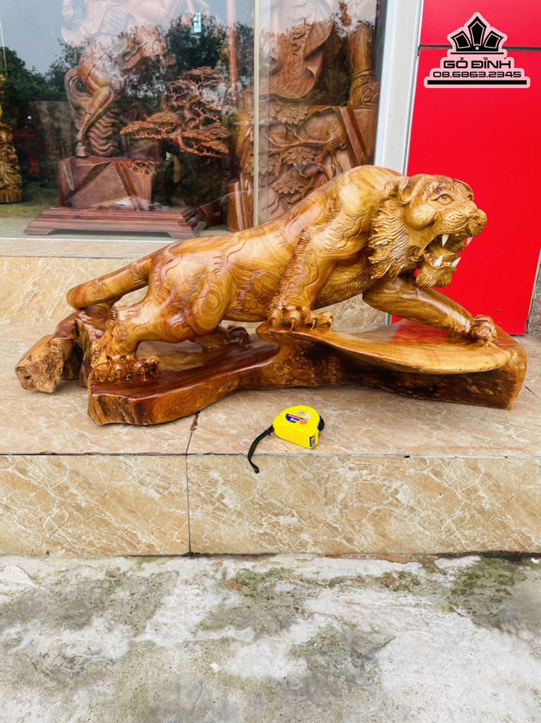 Tượng Hổ Gỗ Hương Ta Liền Khối Cao 39 Ngang 86 Sâu 35 (cm) 3
