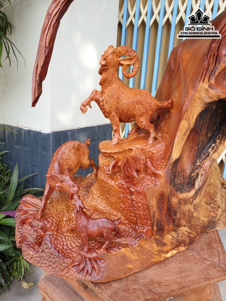 Tượng Tam Dương Gỗ Hương Việt Cao 65 Ngang 42 Sâu 25 (cm) 0