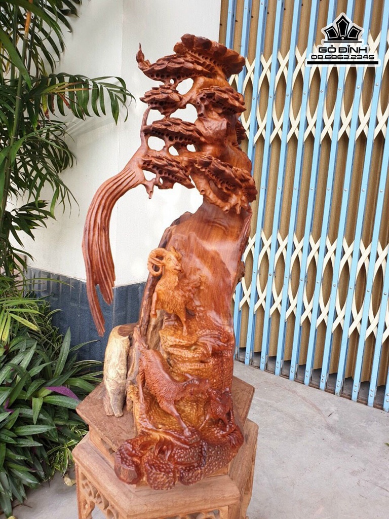 Tượng Tam Dương Gỗ Hương Việt Cao 65 Ngang 42 Sâu 25 (cm) 1