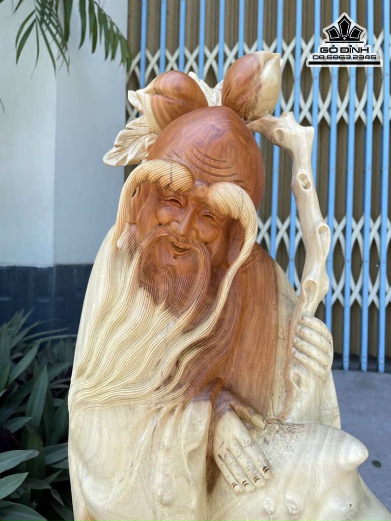 Tượng Ông Thọ Gỗ Hương Cao 75 Ngang 40 Sâu 30 (cm) 0