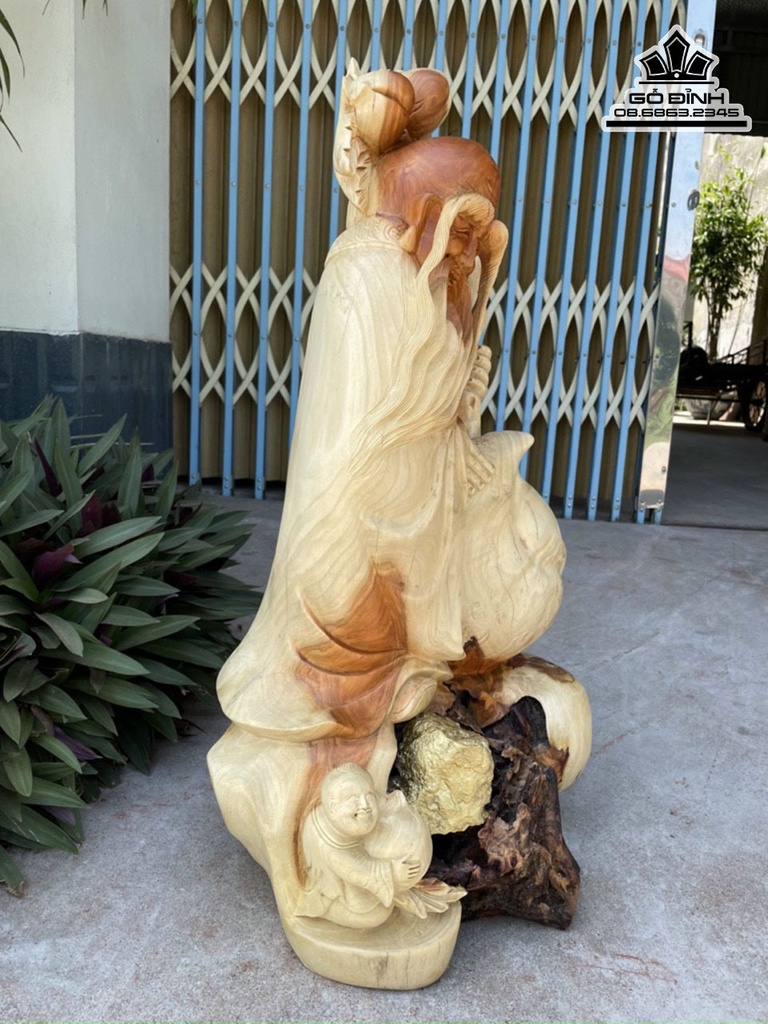 Tượng Ông Thọ Gỗ Hương Cao 75 Ngang 40 Sâu 30 (cm) 1