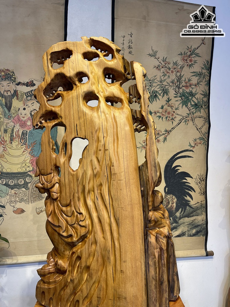 Tượng Phật Di Lặc Ngồi Gốc Tùng Gỗ Ngọc Am Cao 79 Ngang 44 Sâu 29 (cm)5