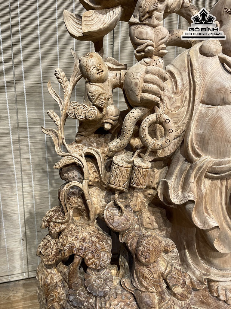 Tượng Phật Di Lặc Gỗ Ngọc Am Cao 76 Ngang 48 Sâu 23 (cm) 3