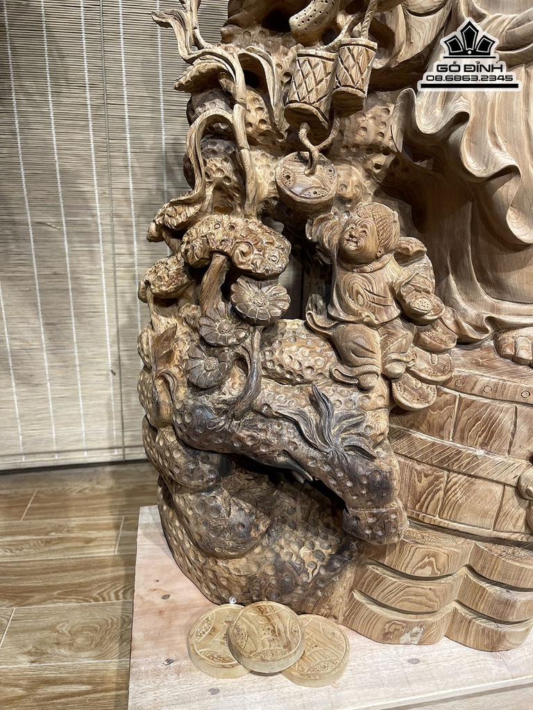 Tượng Phật Di Lặc Gỗ Ngọc Am Cao 76 Ngang 48 Sâu 23 (cm)4