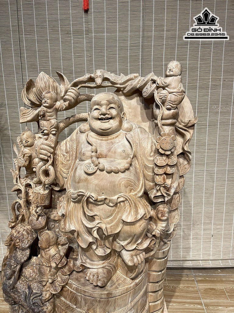 Tượng Phật Di Lặc Gỗ Ngọc Am Cao 76 Ngang 48 Sâu 23 (cm) 6