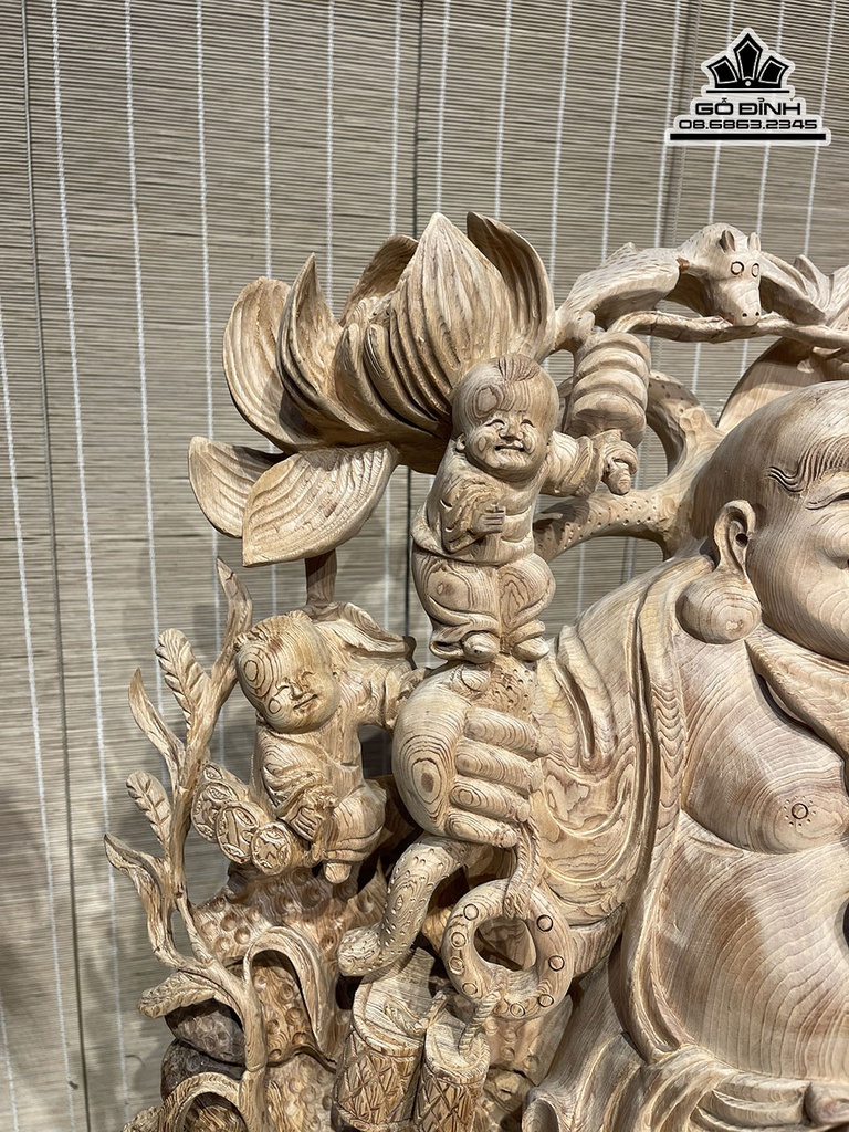 Tượng Phật Di Lặc Gỗ Ngọc Am Cao 76 Ngang 48 Sâu 23 (cm) 7
