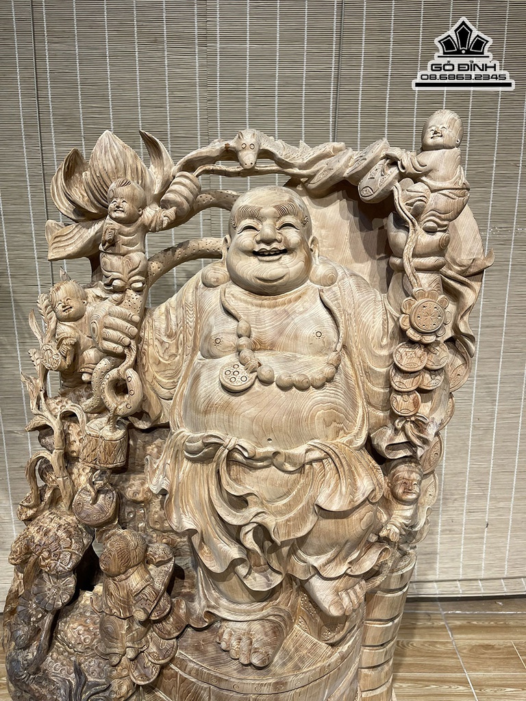Tượng Phật Di Lặc Gỗ Ngọc Am Cao 76 Ngang 48 Sâu 23 (cm) 9