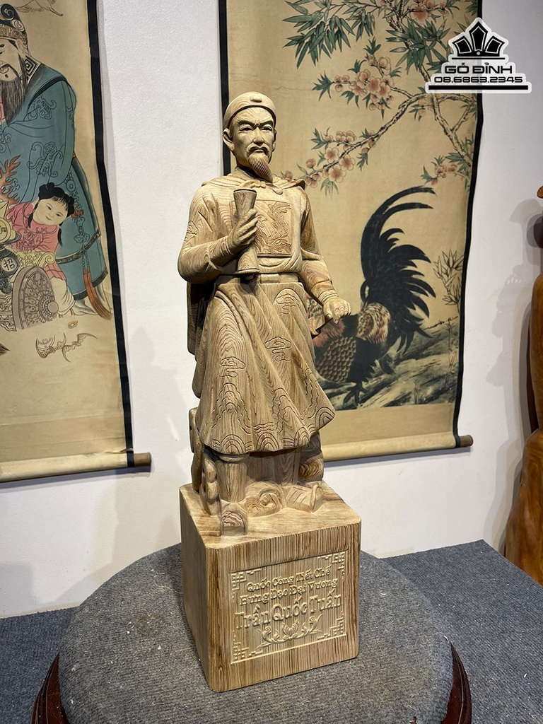 Tượng Trần Quốc Tuấn Gỗ Ngọc Am Cao 60 Ngang 17 Sâu 16 (cm) 1