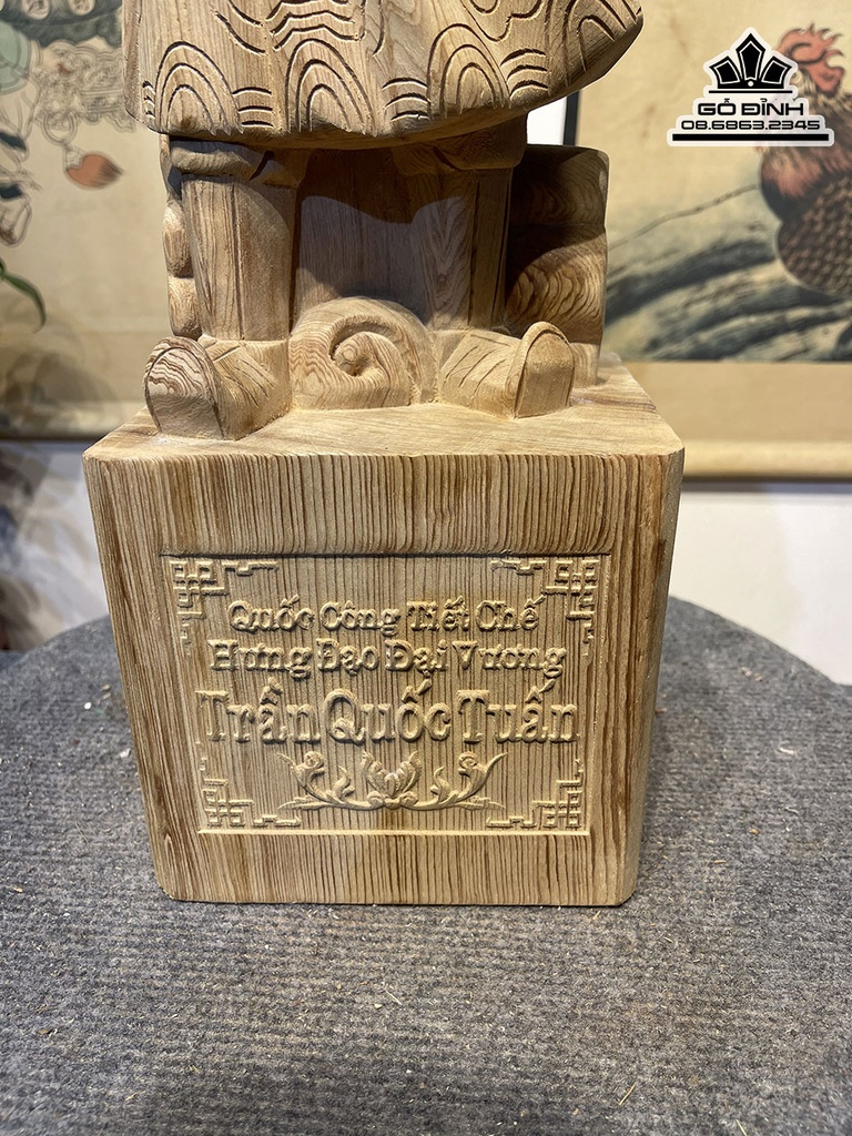 Tượng Trần Quốc Tuấn Gỗ Ngọc Am Cao 60 Ngang 17 Sâu 16 (cm)6