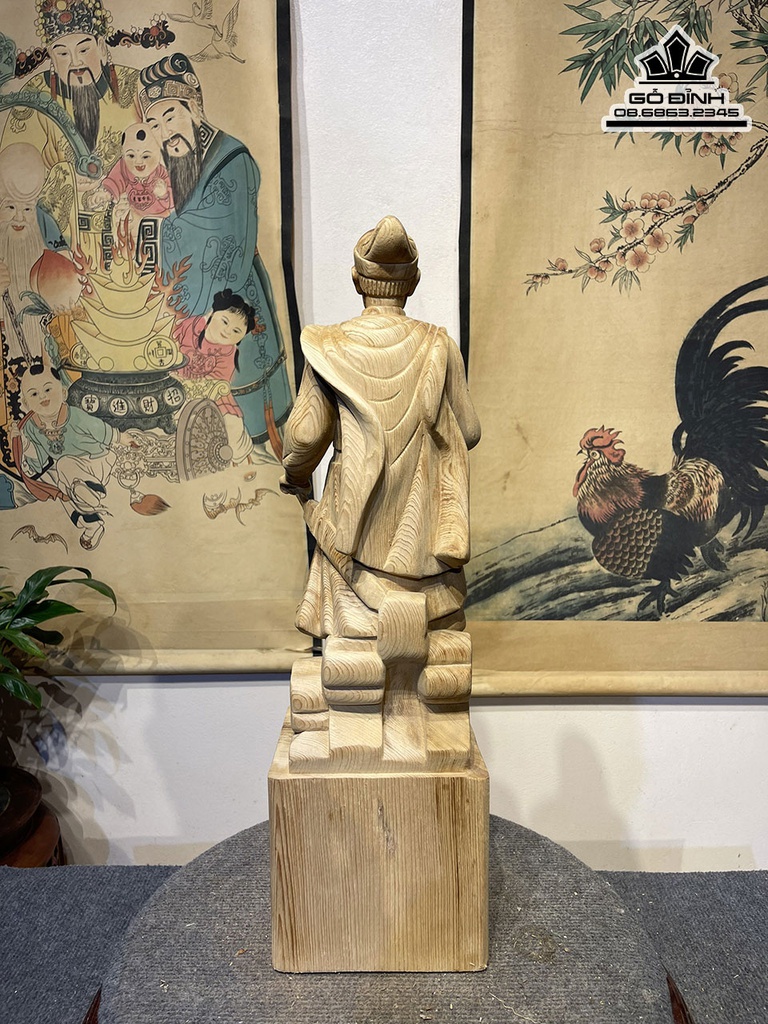 Tượng Trần Quốc Tuấn Gỗ Ngọc Am Cao 60 Ngang 17 Sâu 16 (cm)7