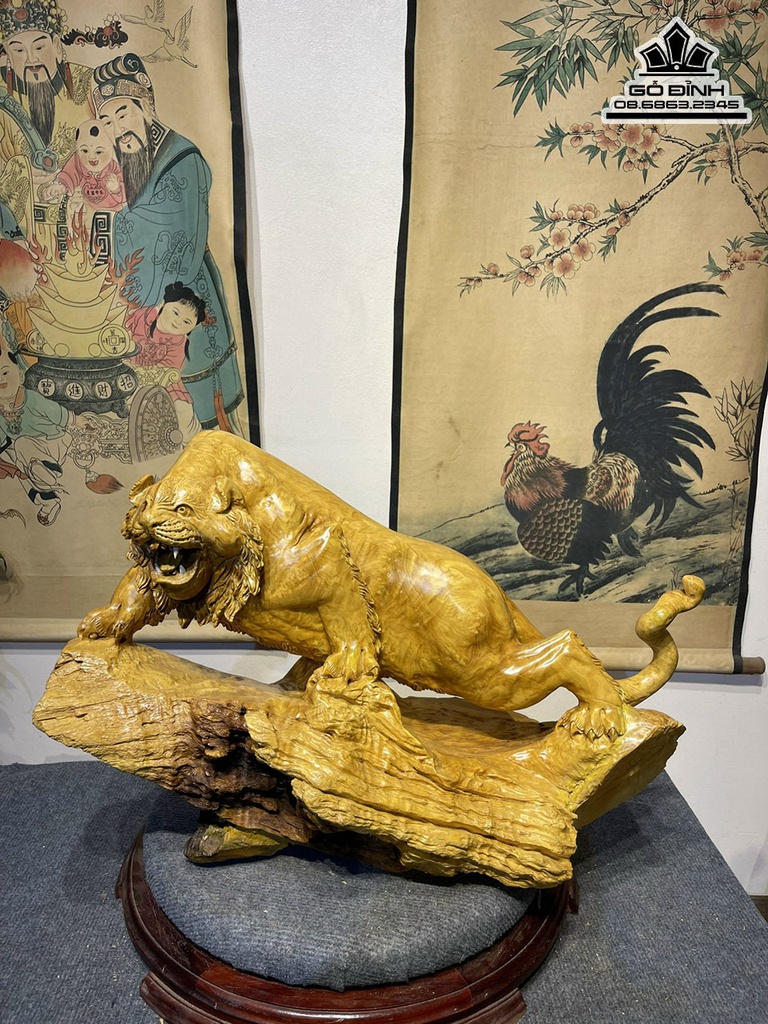 Tượng Hổ Gỗ Nu Kháo Cao 46 Ngang 71 Sâu 25 (cm)6