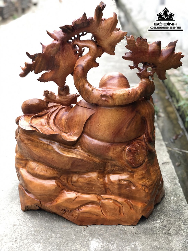 Tượng Di Lặc Vác Cành Đào Gỗ Hương Gia Lai Cao 71 Ngang 55 Sâu 45 (cm) 0