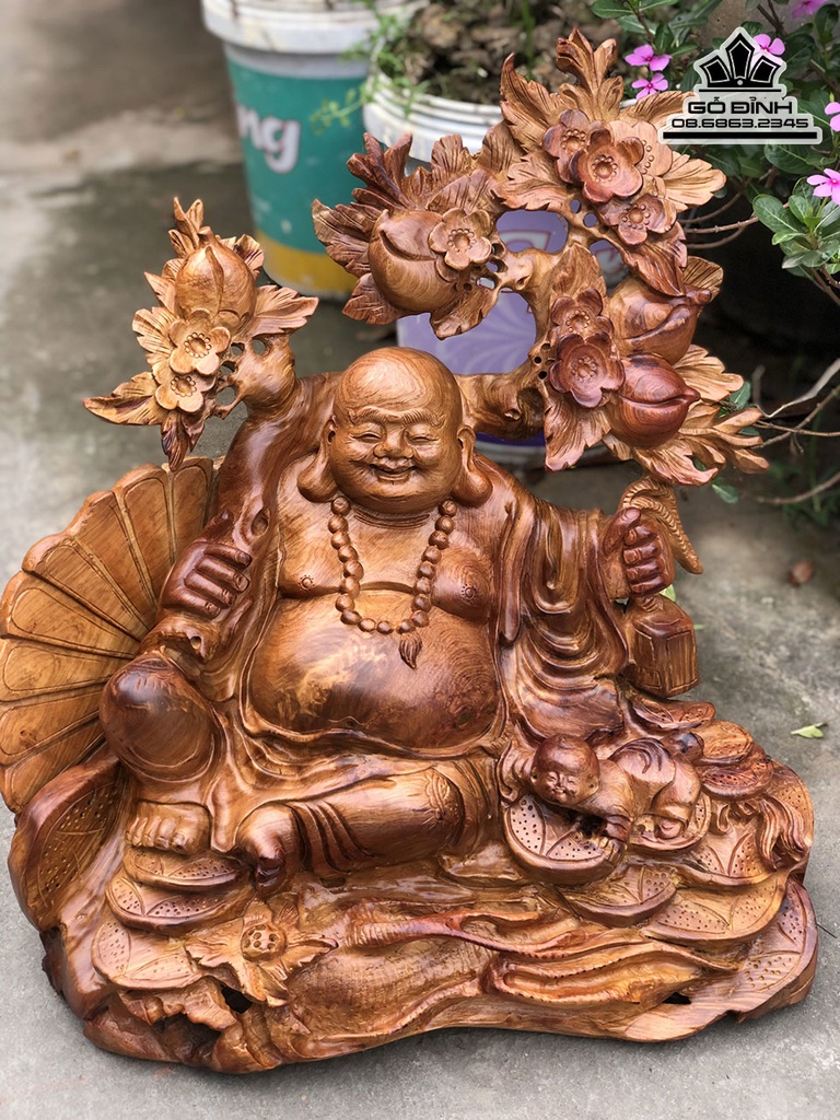 Tượng Phật Di Lặc Gỗ Hương Cao 54 Ngang 54 Sâu 25 (cm) 0