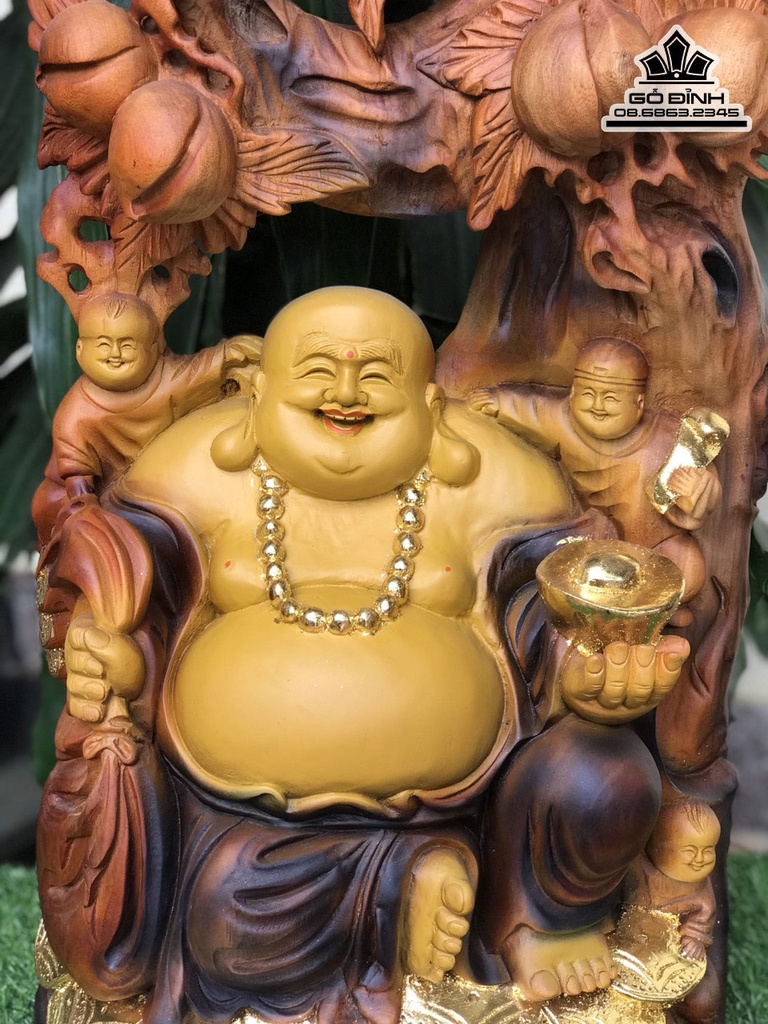 Tượng Di Lặc Ngồi Gốc Tùng Cao 74 Ngang 37 Sâu 17 (cm) 2