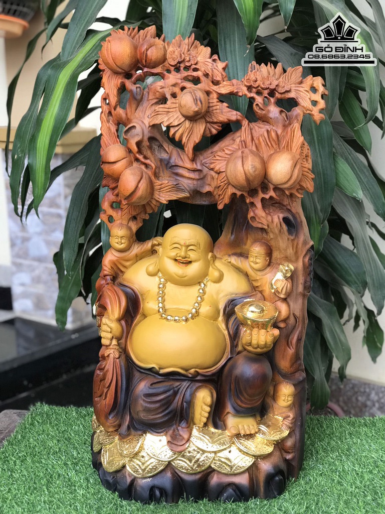 Tượng Di Lặc Ngồi Gốc Tùng Cao 74 Ngang 37 Sâu 17 (cm) 3