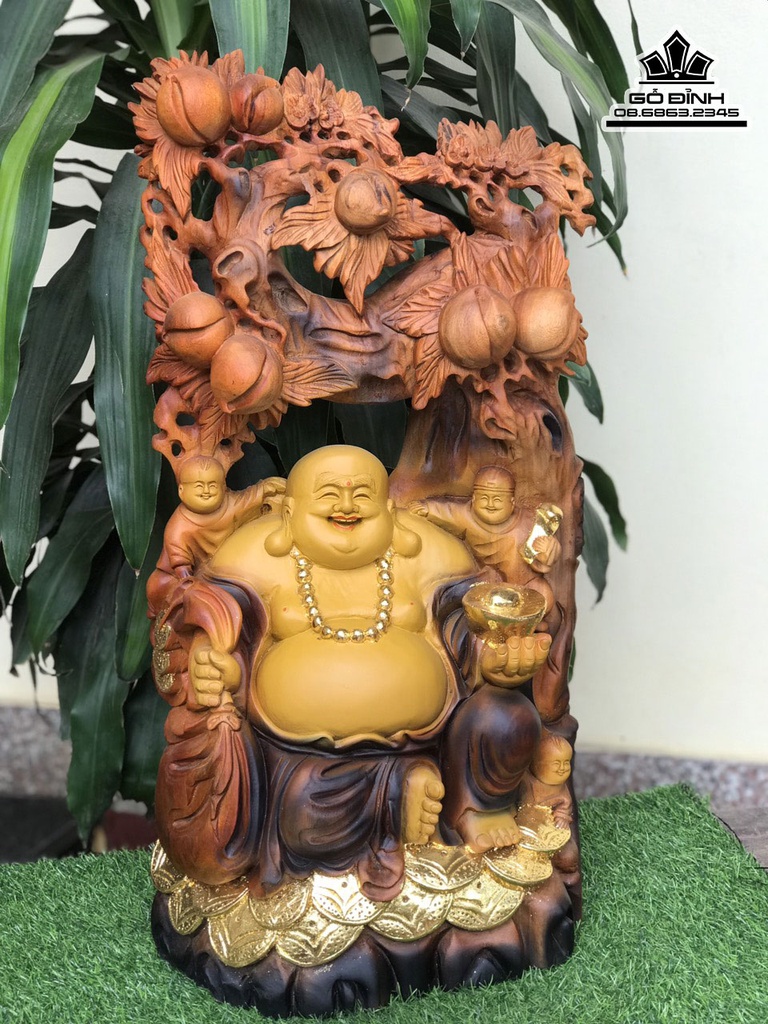 Tượng Di Lặc Ngồi Gốc Tùng Cao 74 Ngang 37 Sâu 17 (cm) 4