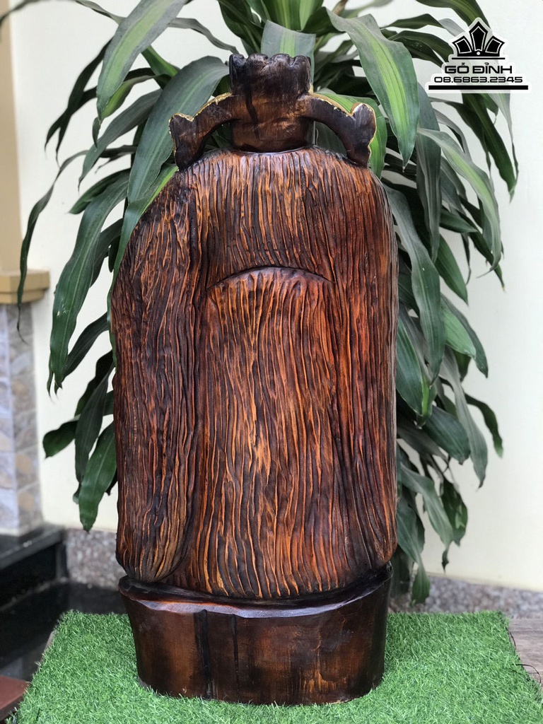 Tượng Thần Tài Gỗ Ngọc Am Liền Khối Cao 88 Ngang 40 Sâu 22 (cm) 4