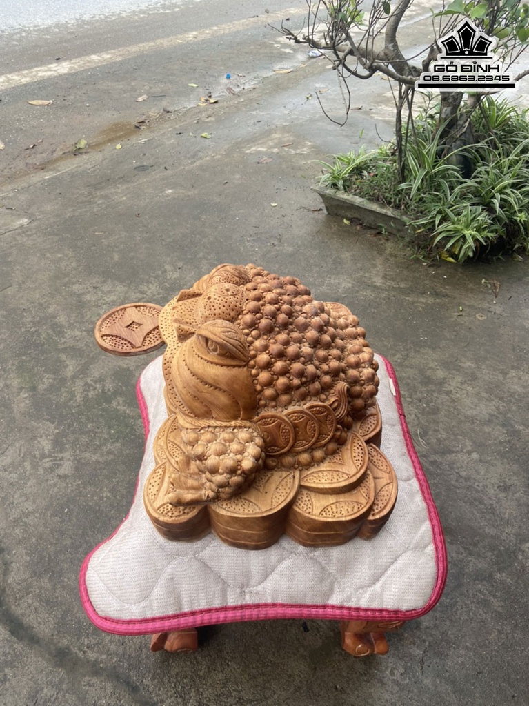 Tượng Cóc Gỗ ngọc Am Cao 32 Ngang 42 Sâu 29 (cm) 2