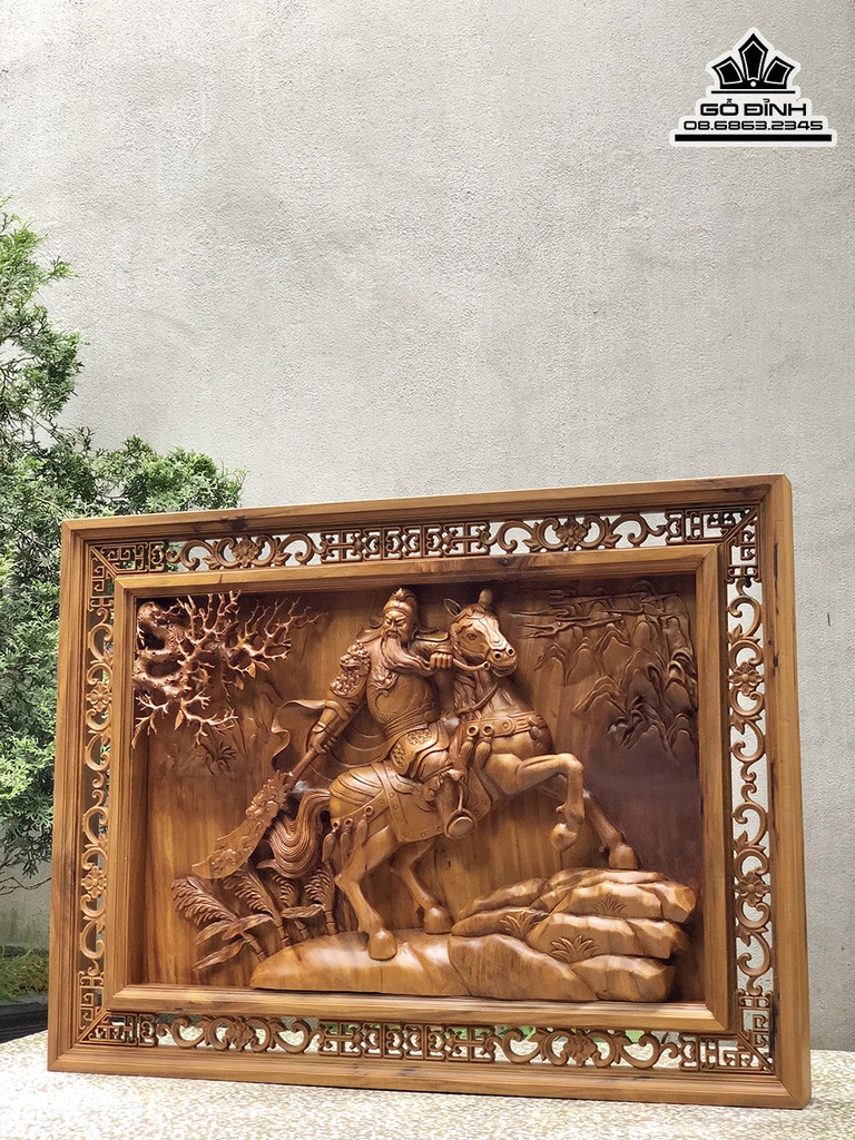 Tranh Gỗ Tranh Quan Công Gỗ Bách Xanh Cao 67 Ngang 90 Sâu 10 (cm) 0