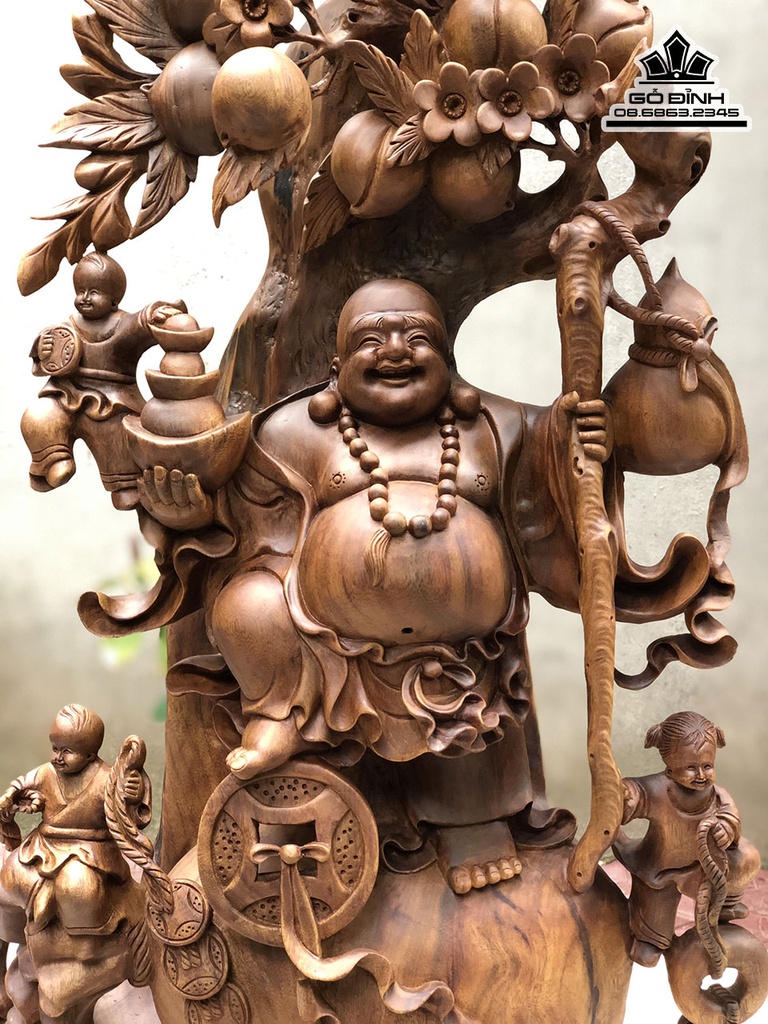 Tượng Phật Di Lặc Gỗ Xá Xị Cao 108 Ngang 50 Sâu 22 (cm) 2