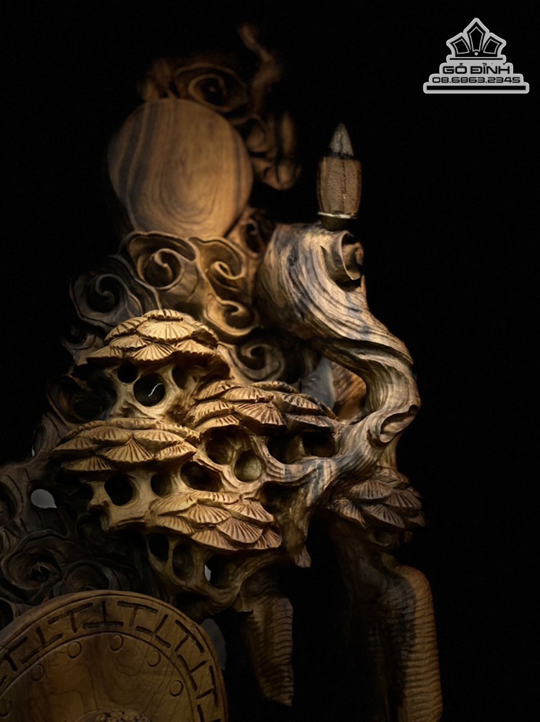 Tượng Nhất Tâm Bái Phật Gỗ Bách Xanh Cao 60 Ngang 26 Sâu 16 (cm) 2