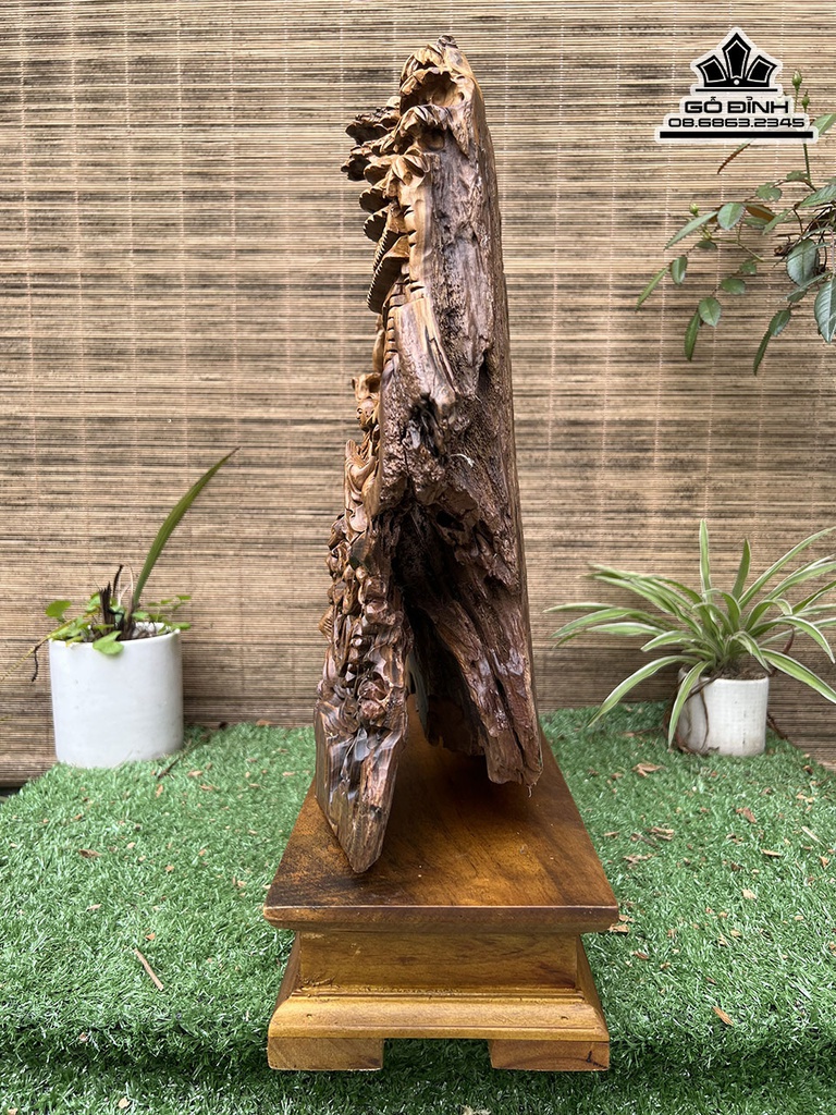 Tượng Nhất Tâm Bái Phật Gỗ Bách Xanh Cao 43 Ngang 48 Sâu 13 (cm) 1