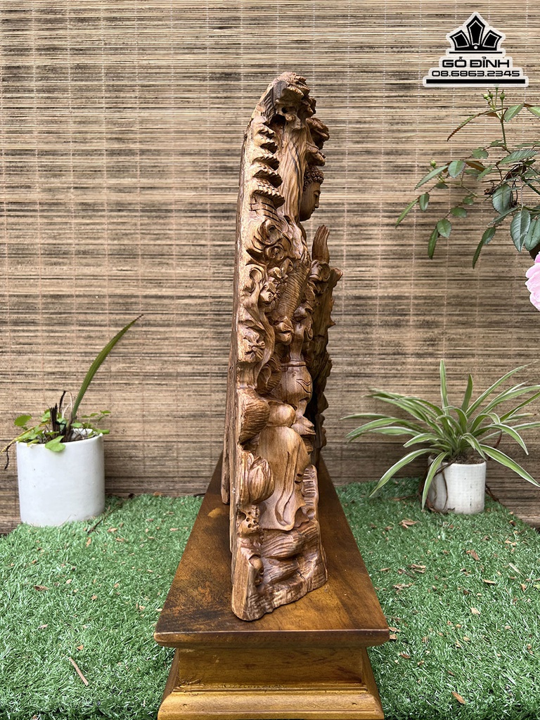 Tượng Nhất Tâm Bái Phật Gỗ Bách Xanh Cao 43 Ngang 48 Sâu 13 (cm) 3