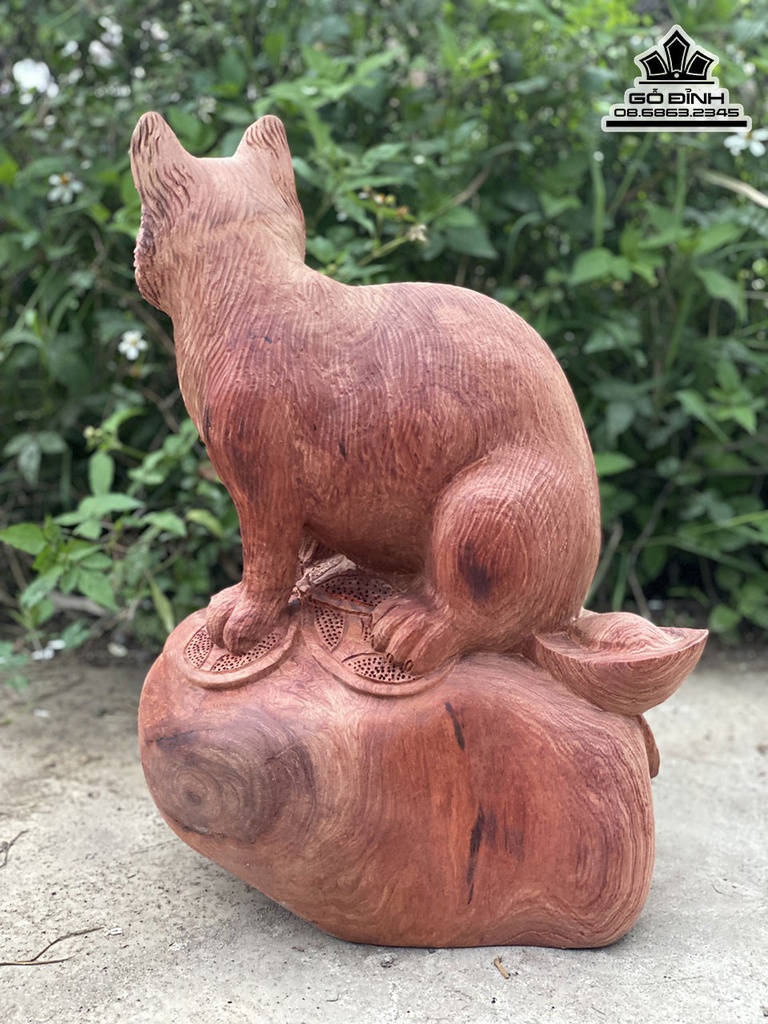 Tượng Mèo Gỗ Hương Cao 45 Ngang 38 Sâu 30 (cm) 2