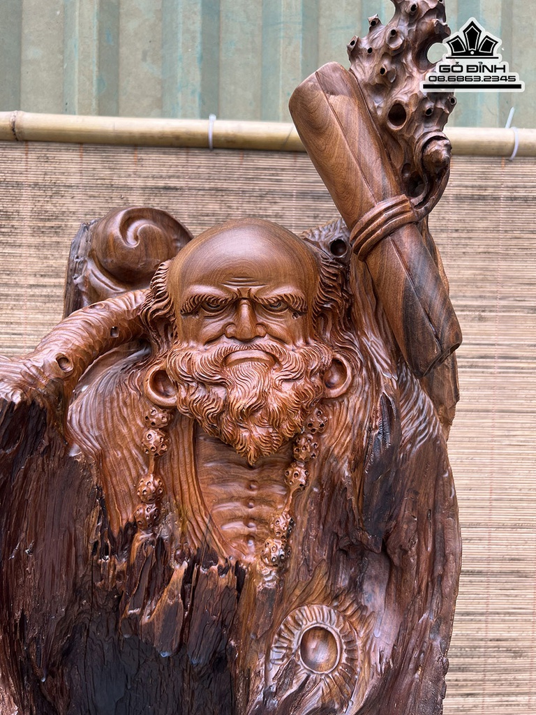 Tượng Đạt Ma Sư Tổ Gỗ Bách Xanh Cao 118 Ngang 31 Sâu 25 (cm) 1