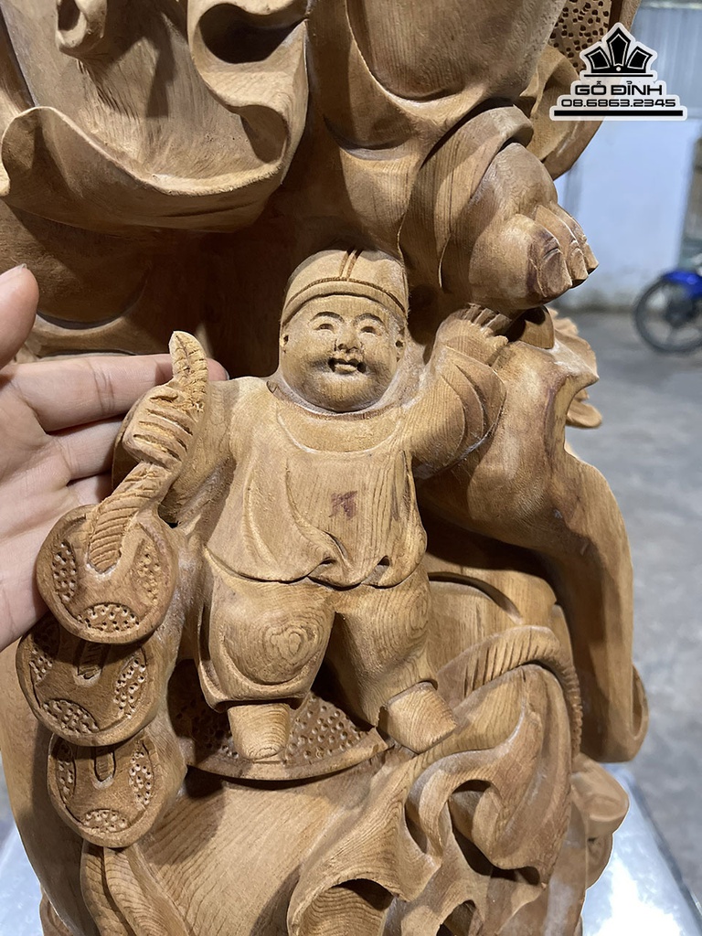 Tượng Phật Di Lặc Gỗ Ngọc Am Cao 95 Ngang 36 Sâu 30 (cm) 1
