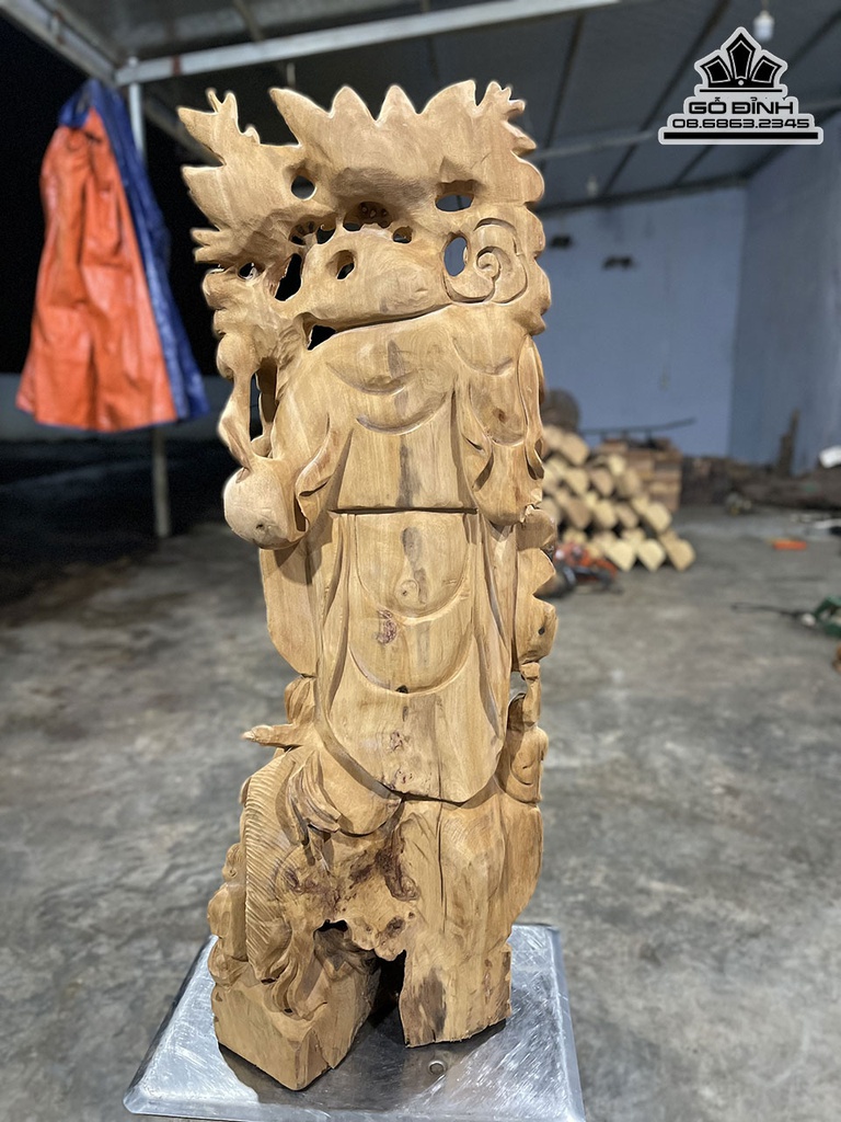 Tượng Phật Di Lặc Gỗ Ngọc Am Cao 95 Ngang 36 Sâu 30 (cm) 3