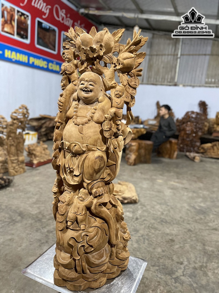 Tượng Phật Di Lặc Gỗ Ngọc Am Cao 95 Ngang 36 Sâu 30 (cm)6