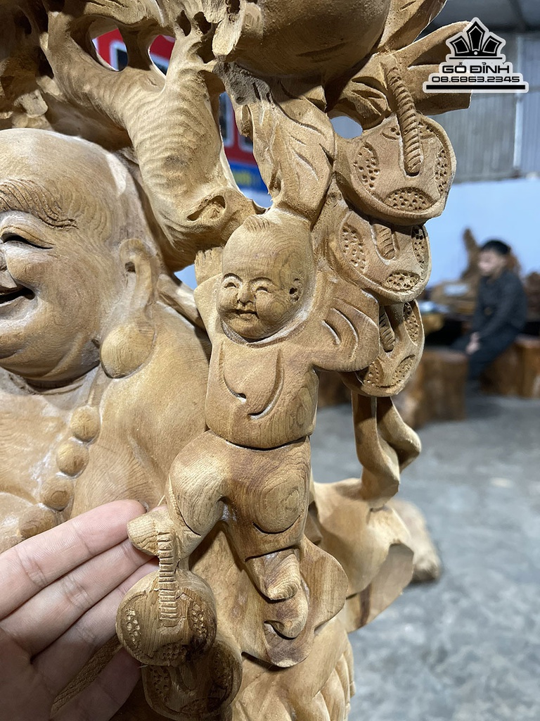 Tượng Phật Di Lặc Gỗ Ngọc Am Cao 95 Ngang 36 Sâu 30 (cm)7