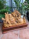 Tượng Phật Di Lặc Kéo Bao Tiền Gỗ Hương Co 66 Ngang 76 Sâu 19 (cm) 3