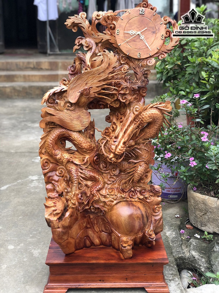 Tượng Long Phụng Uyên Gỗ Hương Cao 130 Ngang 60 Sâu 40 (cm) 1