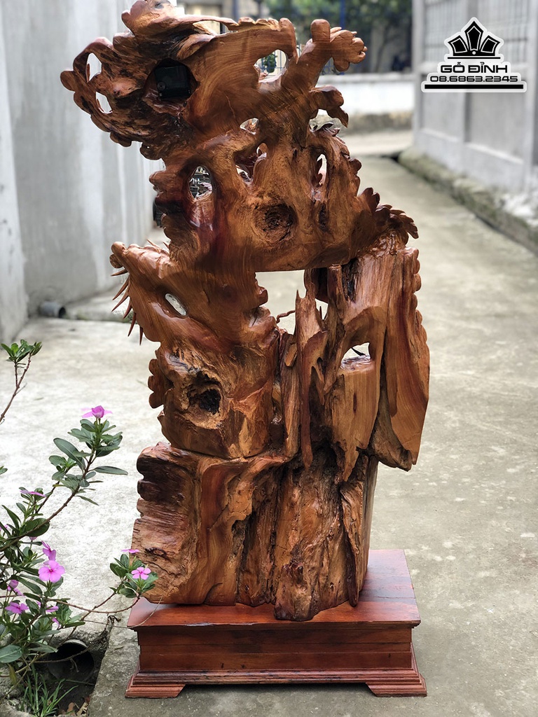 Tượng Long Phụng Uyên Gỗ Hương Cao 130 Ngang 60 Sâu 40 (cm) 3