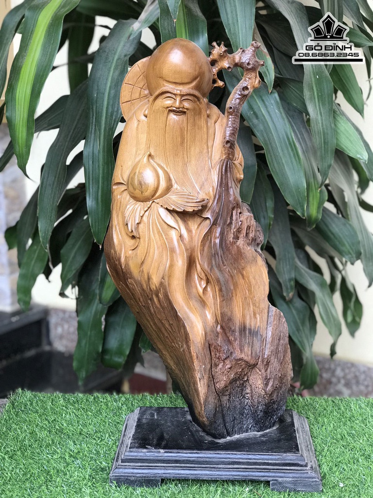 TƯợng Ông Thọ Gỗ Bách Xanh Cao 63 Ngang 28 Sâu 21 (cm) 0