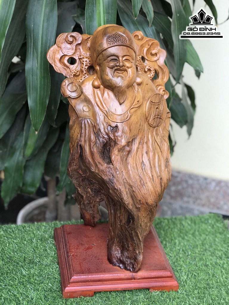 Tượng Thần Tài Gỗ Bách Xanh Cao 59 Ngang 28 Sâu 23 (cm) 1