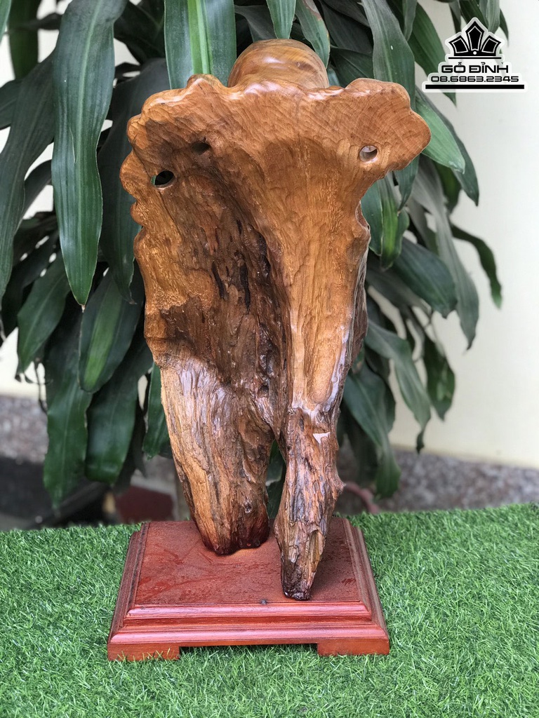 Tượng Thần Tài Gỗ Bách Xanh Cao 59 Ngang 28 Sâu 23 (cm) 4