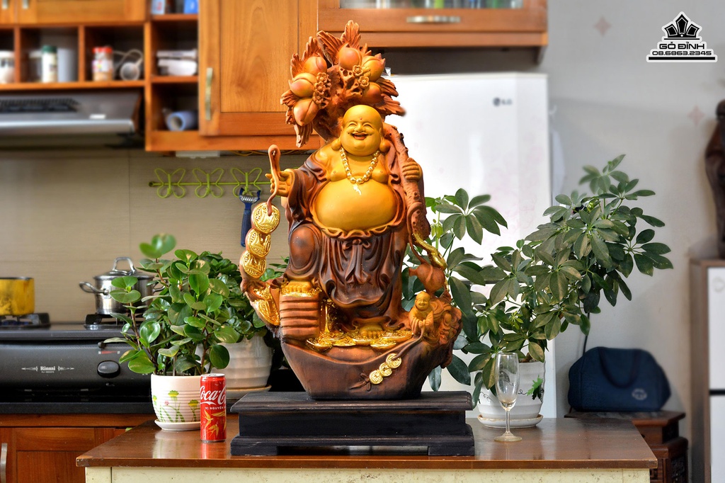 Tượng Phật Di Lặc Gỗ Xá Xị (Gù Hương)Cao 95 Ngang 45 Sau 16 (cm) 0