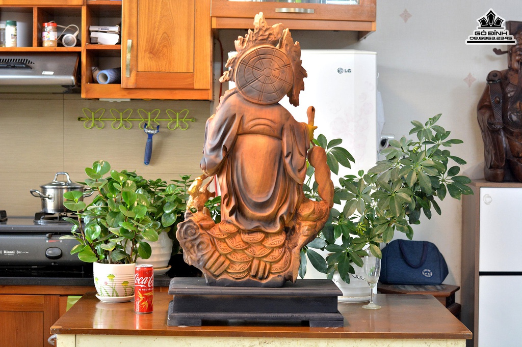 Tượng Phật Di Lặc Gỗ Xá Xị (Gù Hương)Cao 95 Ngang 45 Sau 16 (cm)3