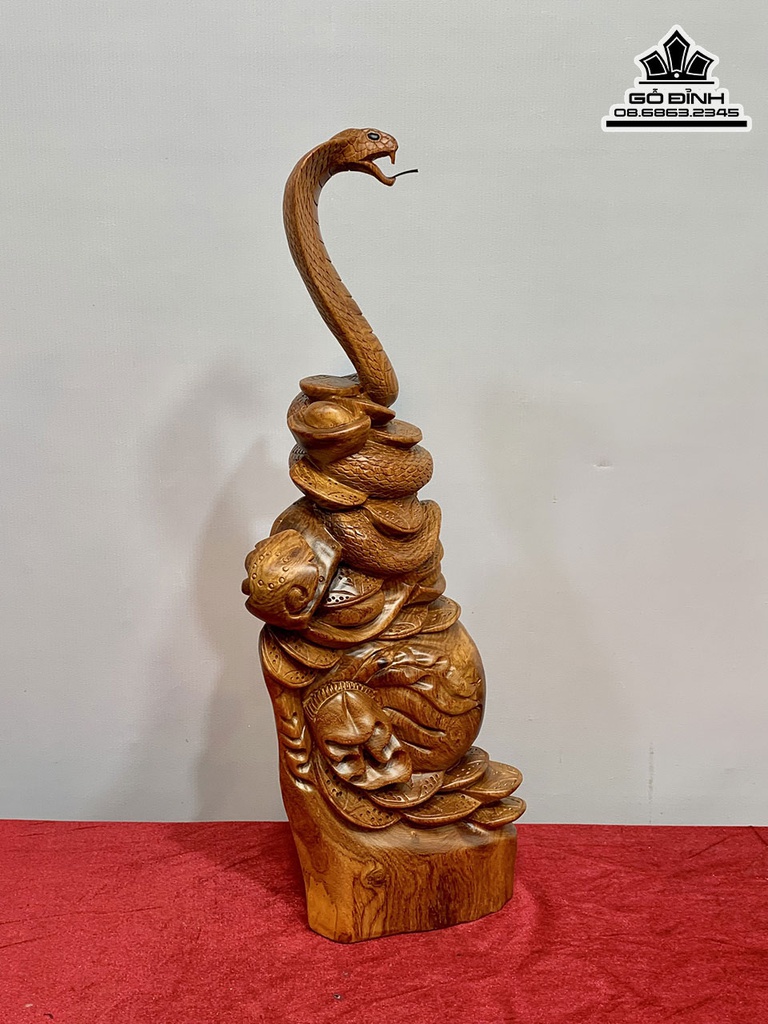 Tượng Rắn Gỗ Hương Gia Lai Cao 60 Ngang 22 Sâu 18 (cm) 2