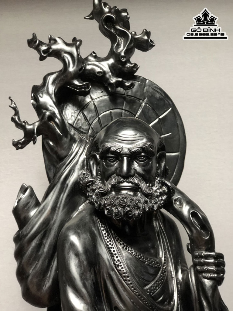 Tượng Đạt Ma Gỗ Mun Liền Khối Cao 82 Ngang 23 Sâu 20 (cm) 4