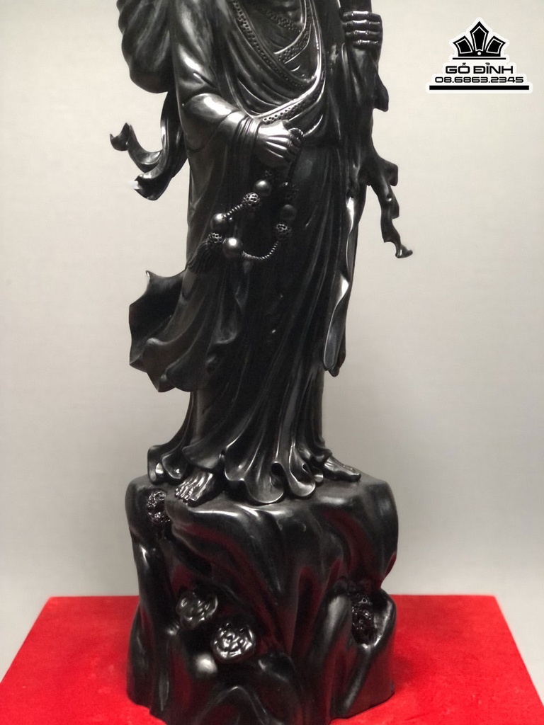 Tượng Đạt Ma Gỗ Mun Liền Khối Cao 82 Ngang 23 Sâu 20 (cm) 6