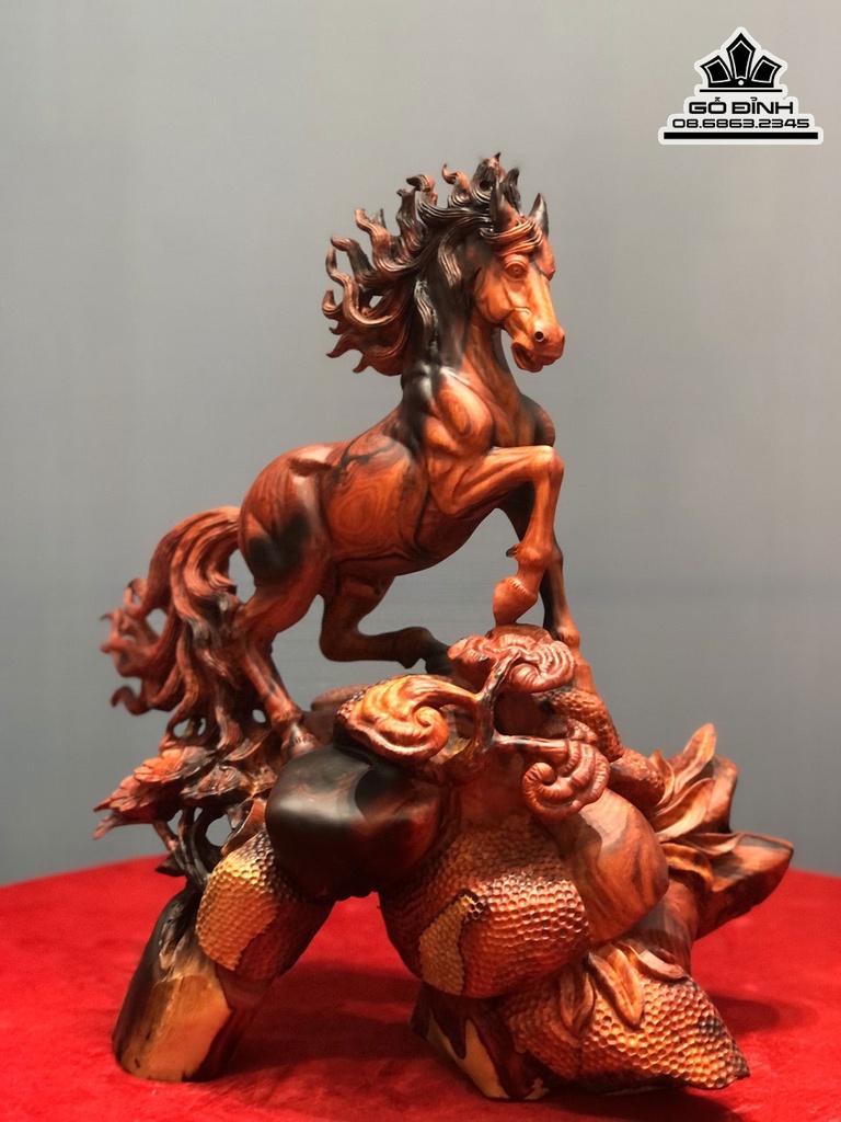 Tượng Nhất Mã Gỗ Trắc Cao 41 Ngang 36 Sâu 2(cm) 3