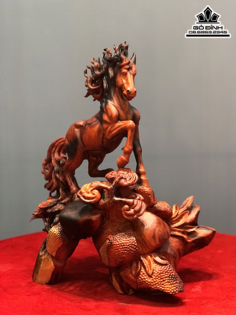 Tượng Nhất Mã Gỗ Trắc Cao 41 Ngang 36 Sâu 2(cm) 4