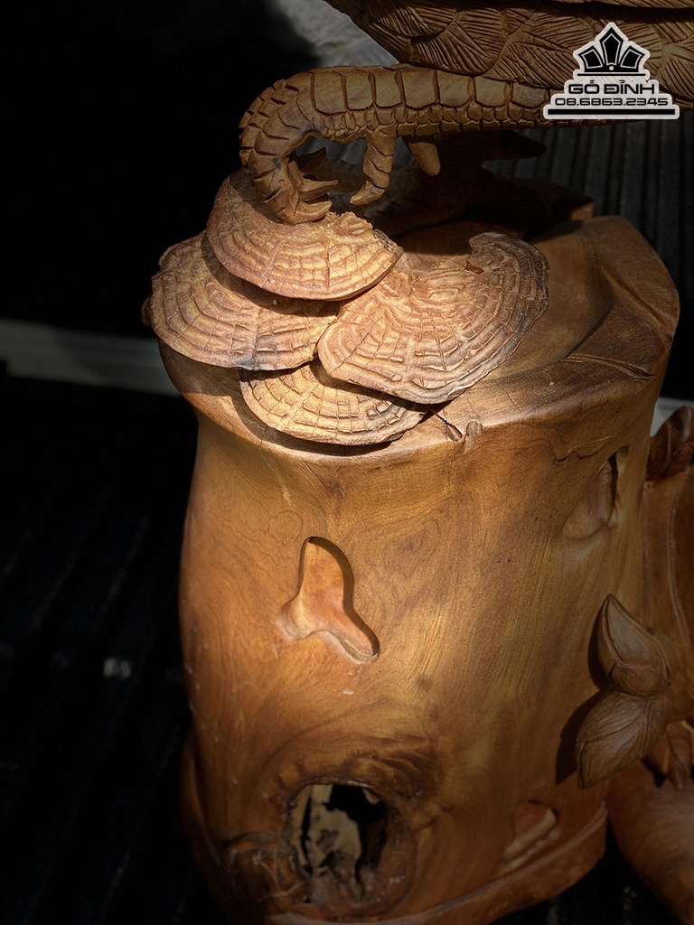 Tượng Gà Gỗ Bách Xanh Liền Khối Cao 75 Ngang 59 Sâu 30 (cm)4