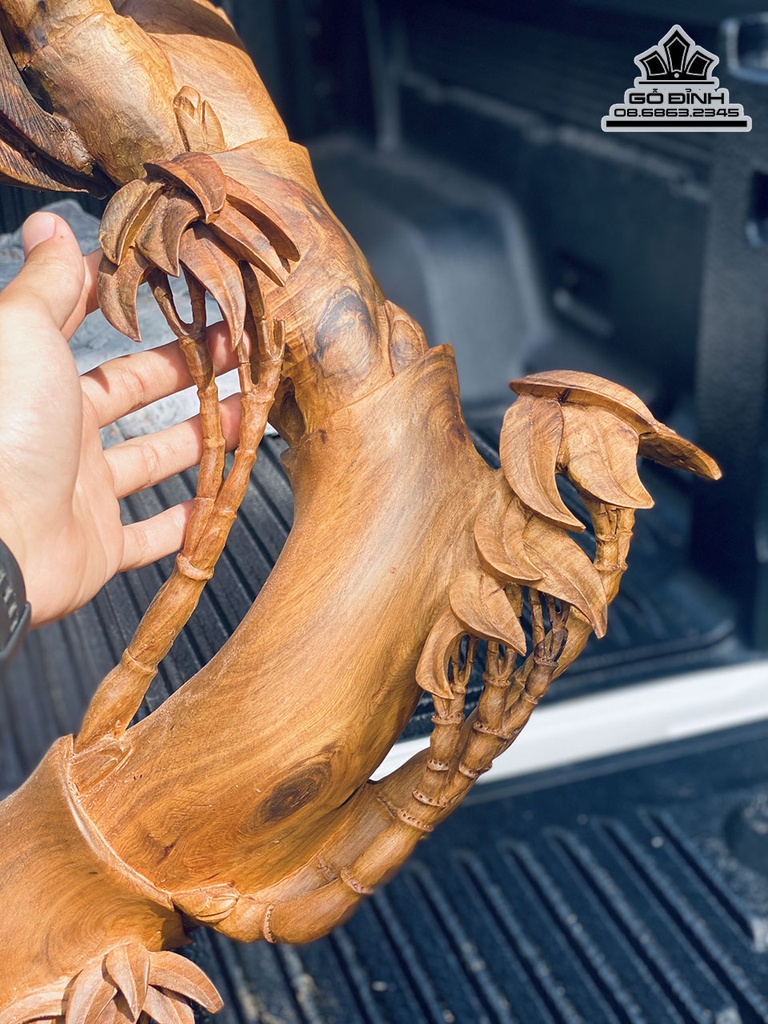 Tượng Gà Gỗ Bách Xanh Liền Khối Cao 75 Ngang 59 Sâu 30 (cm)