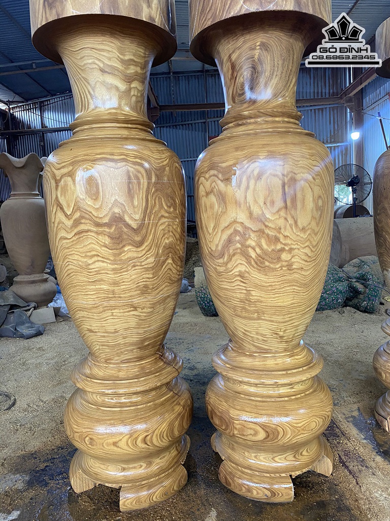 Cặp Lục Bình Gỗ Cẩm Vàng Cao 180 Đường Kính 53 (cm) 0